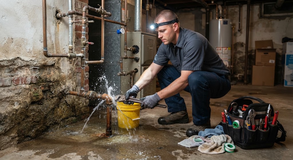 emergency leak repair Princeton NJ technician responding to active water leak