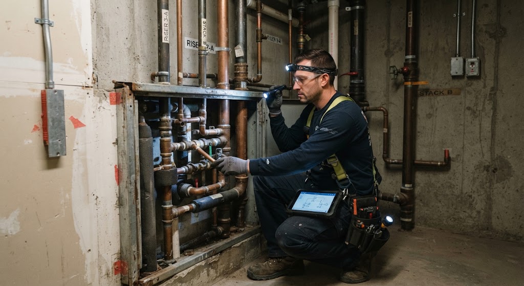 leak detection Princeton NJ technician inspecting water leak source