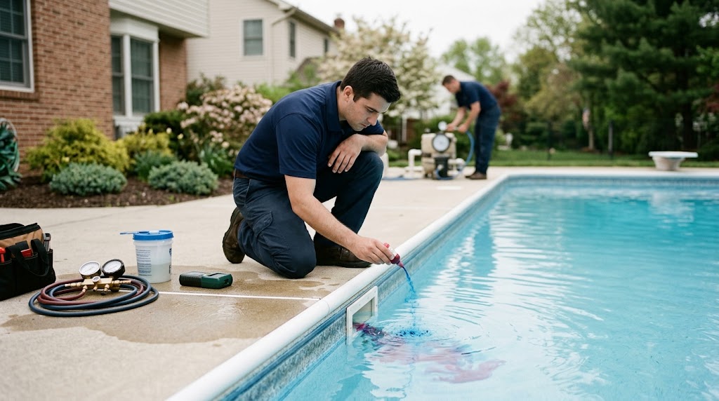 pool leak detection Princeton NJ residential inground pool inspection